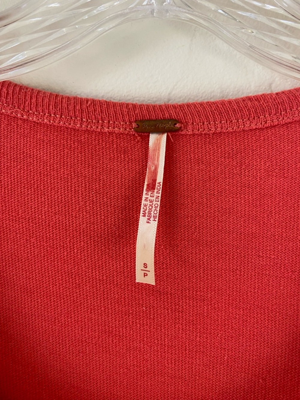 Free People Size Small Coral Orange Cotton Knit Short Sleeve Pleaded Mini Dress - Picture 5 of 5